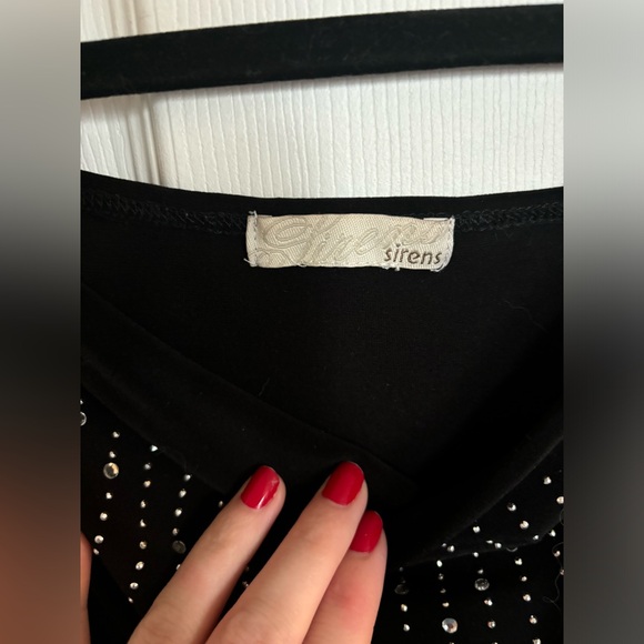 Y2K  Sirens asymmetrical sheer long sleeved top size small - Picture 4 of 6